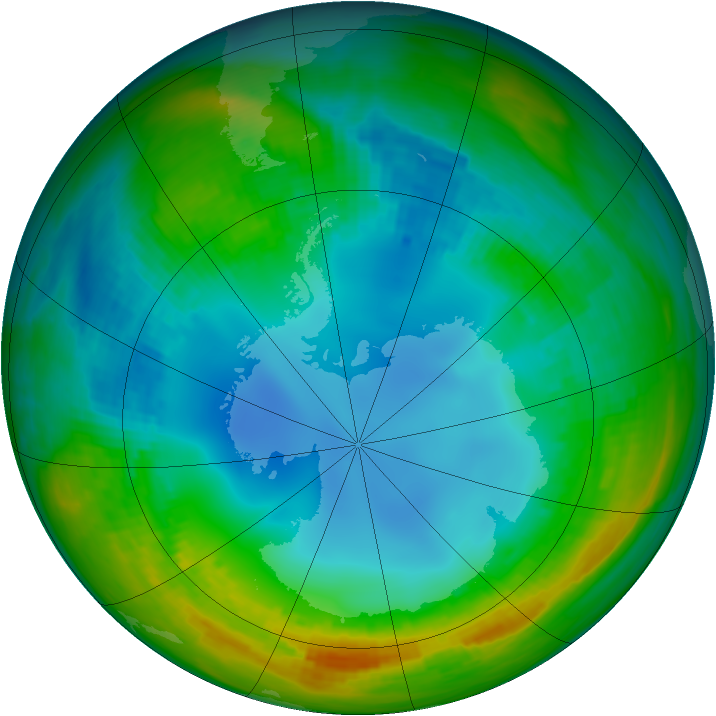 Antarctic ozone map for 29 July 1988
